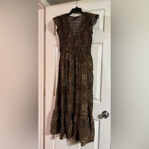 Leopard Print Brown Maxi Dress